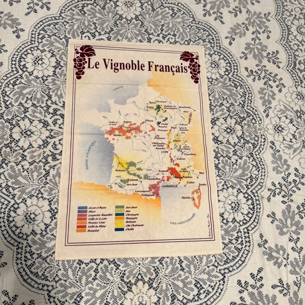 Torchons & Bouchons France Map Tea Towel‎ Disney Epcot World Showcase Souvenir